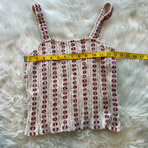 American Eagle Outfitters Womens Tank Top White Red Floral Sleeveless Smocked S - Picture 3 of 6